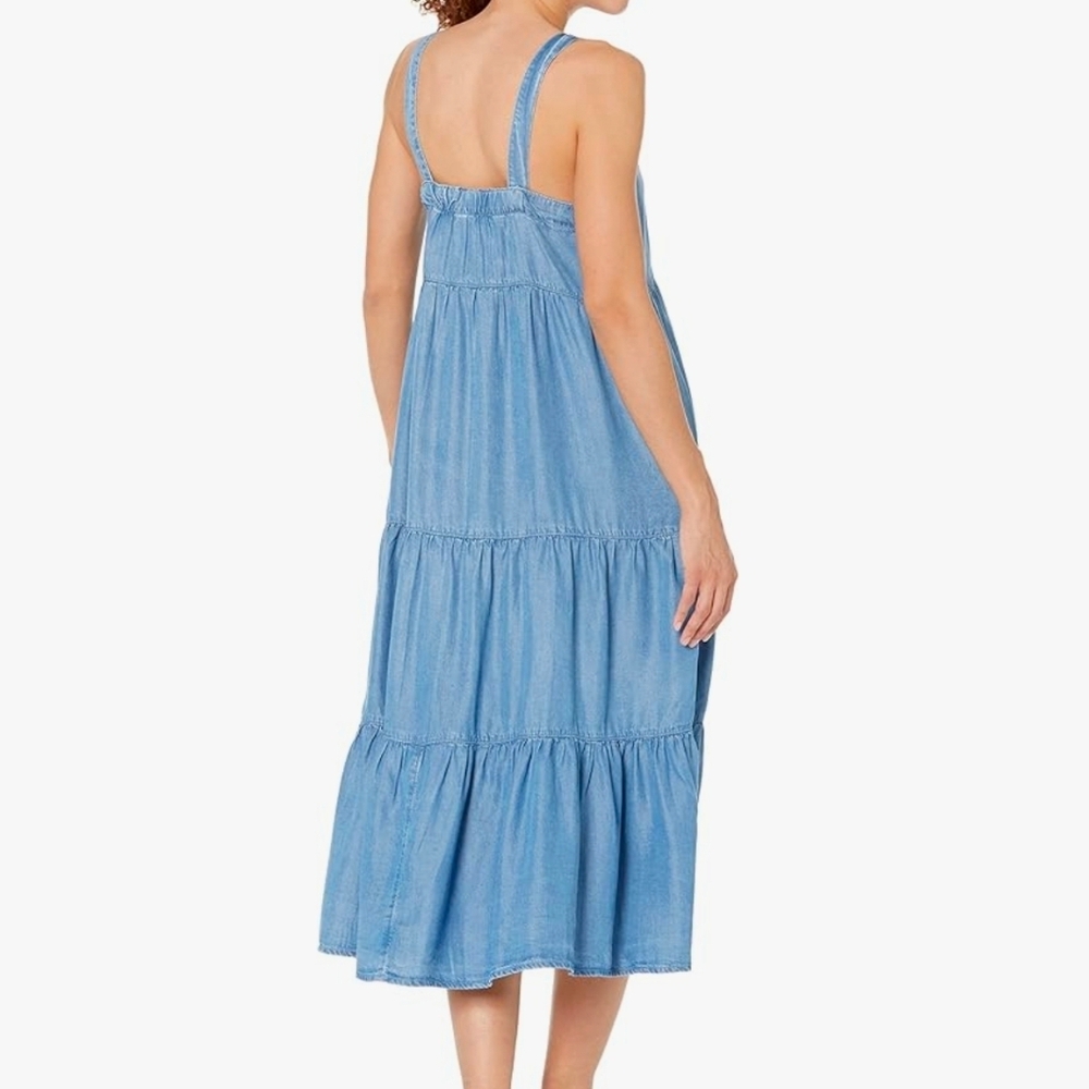 Strappy Back Chambray Maxi Tent Dress - Picture 3 of 5